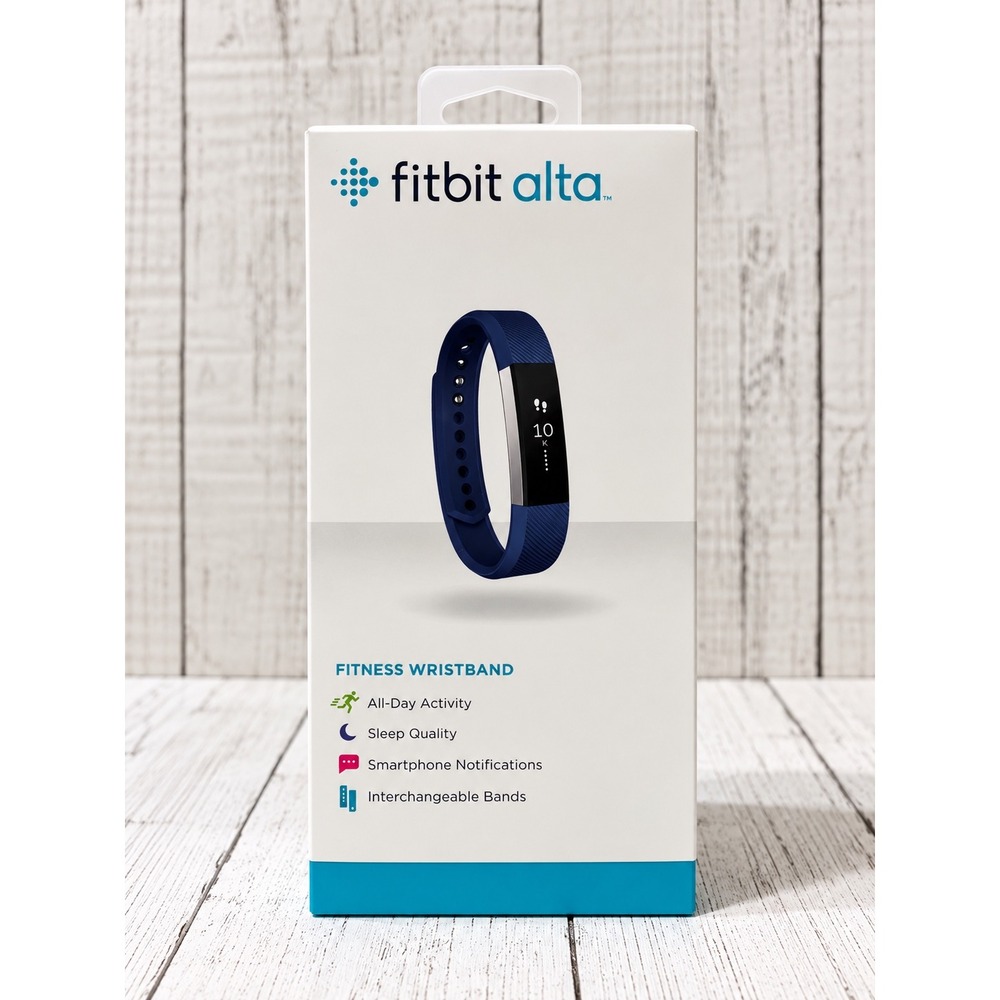 Fitbit Alta Fitness Tracker Wristband Small Blue Stainless Steel FB406BUS-S New